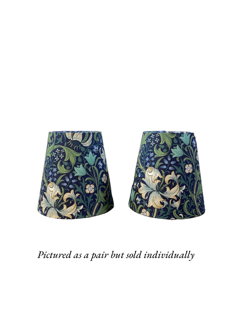 William Morris Golden Lily Navy Fabric Sconce Chandelier Candelabra Lampshade (sold individually)