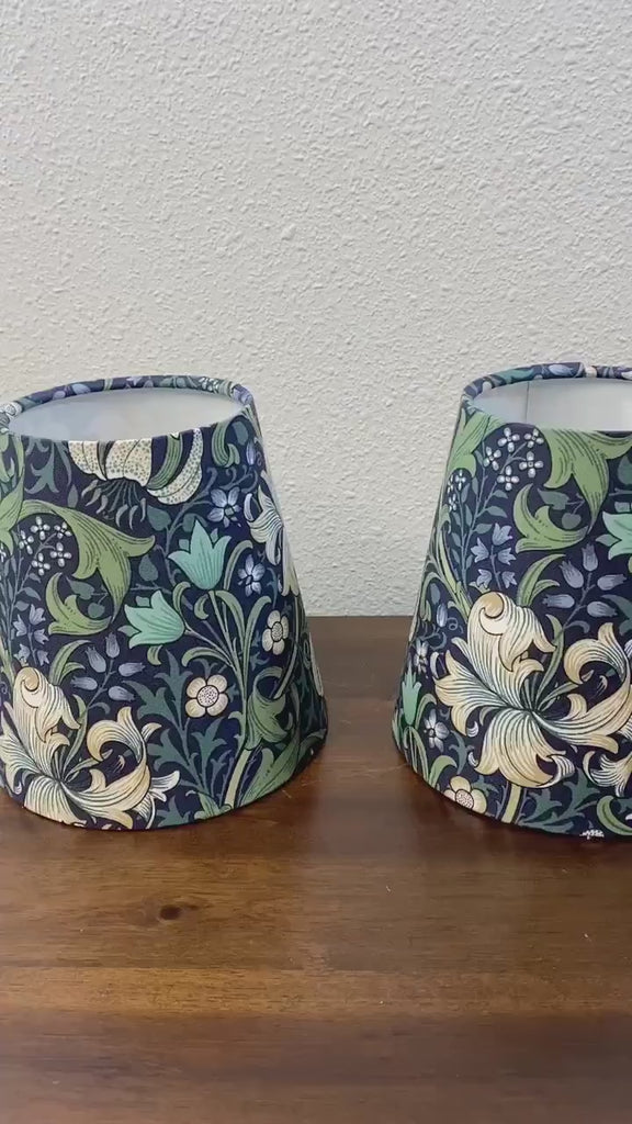 William Morris Golden Lily Navy Fabric Sconce Chandelier Candelabra Lampshade (sold individually)