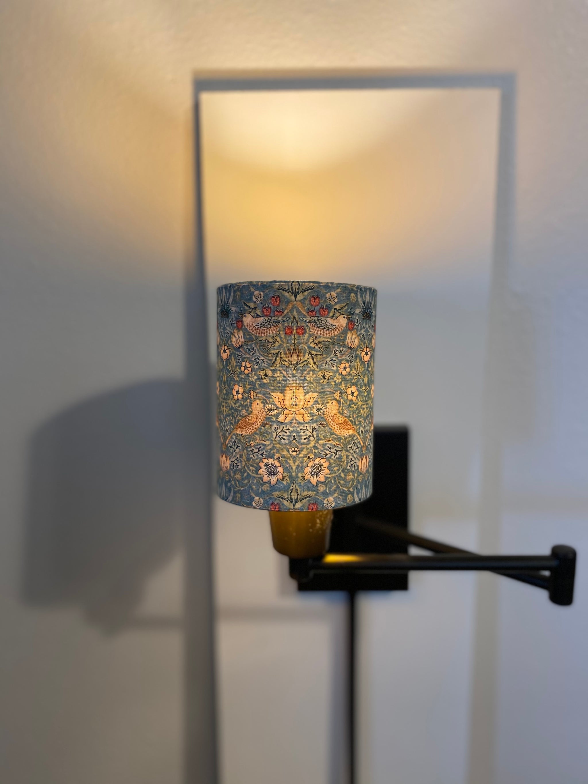 William Morris Mini Strawberry Thief Aqua Fabric Sconce Chandelier