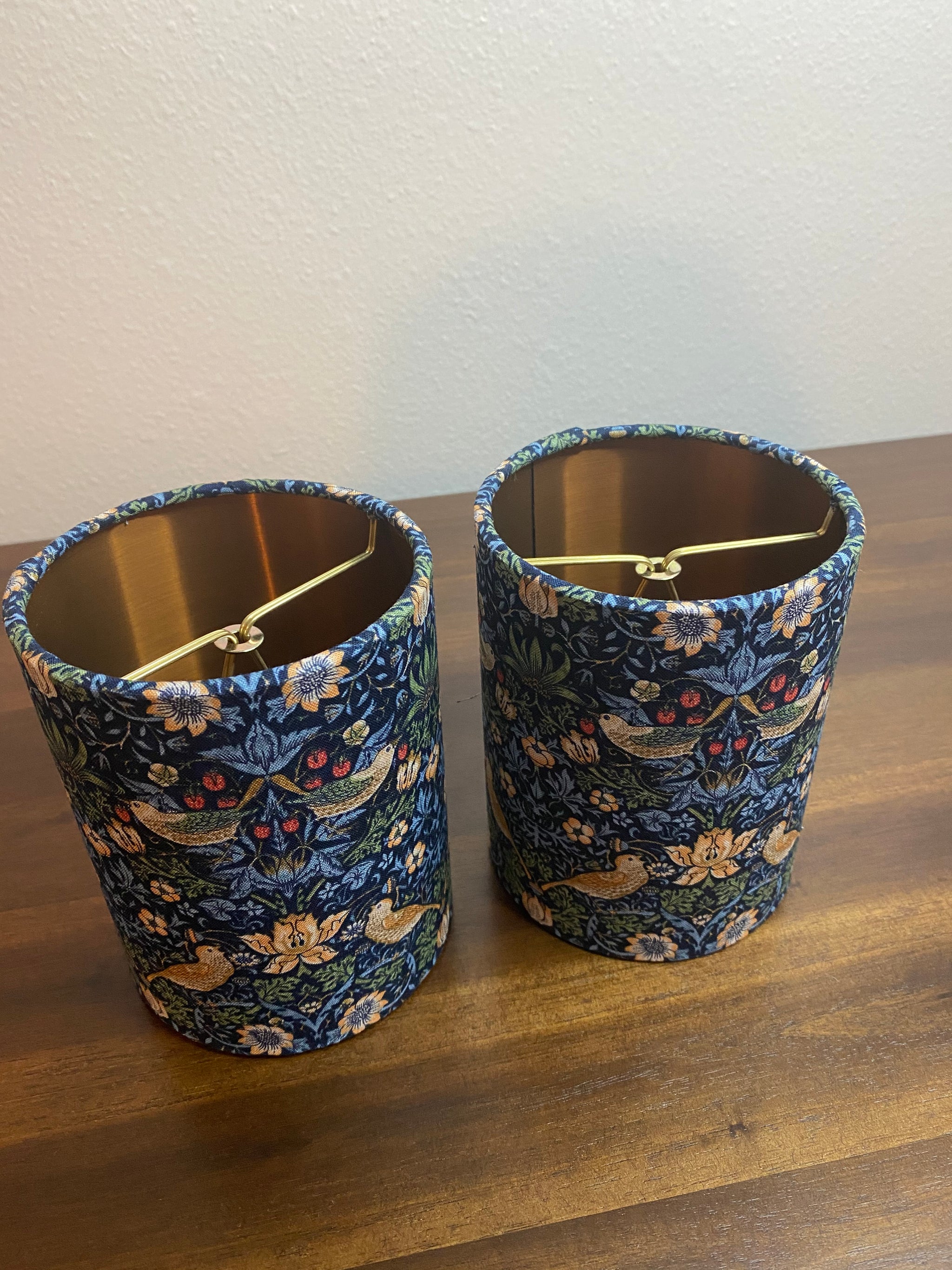 William Morris Mini Strawberry Thief Navy Fabric Sconce Chandelier