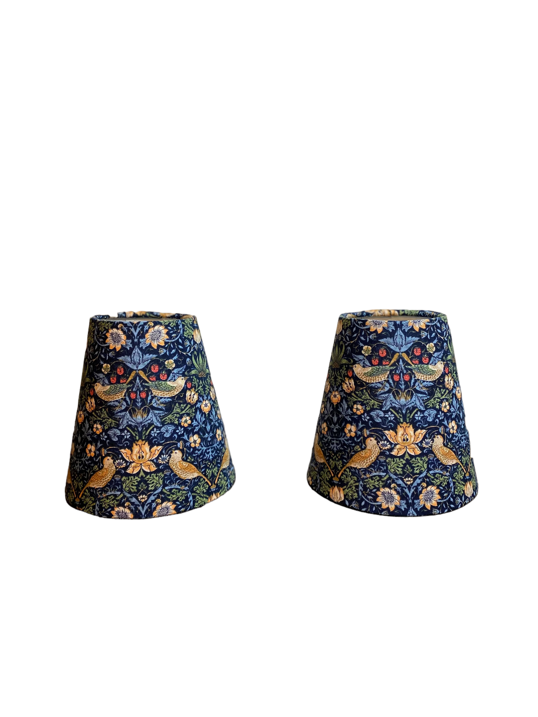William Morris Mini Strawberry Thief Navy Fabric Sconce Chandelier