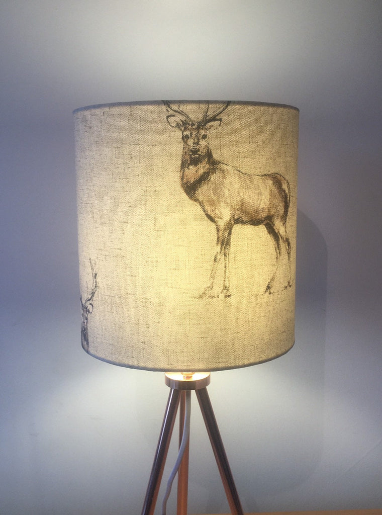 Glencoe Stag Lampshade all lit up