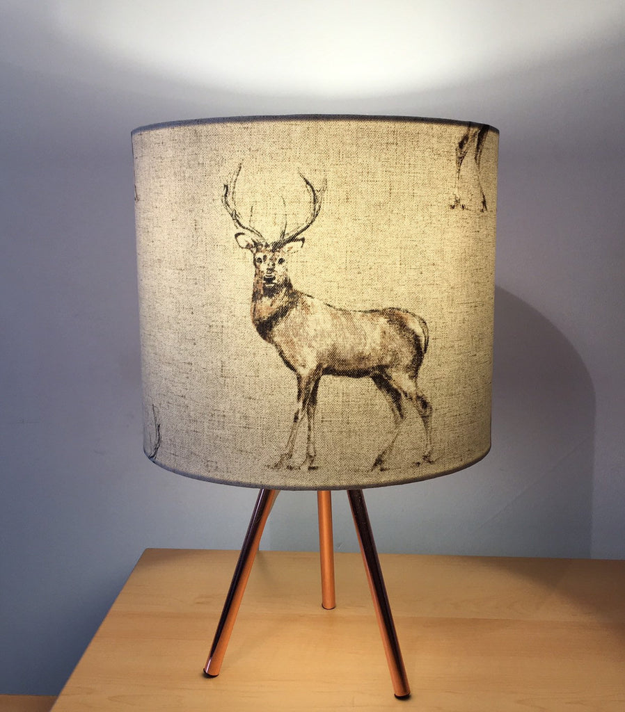 Glencoe Stag Lampshade all lit up