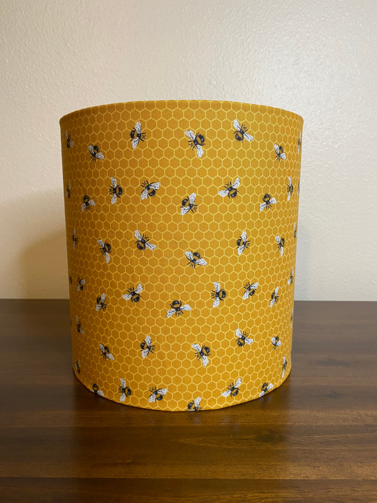 Yellow Ochre Bees and Honeycomb Handmade Lampshade