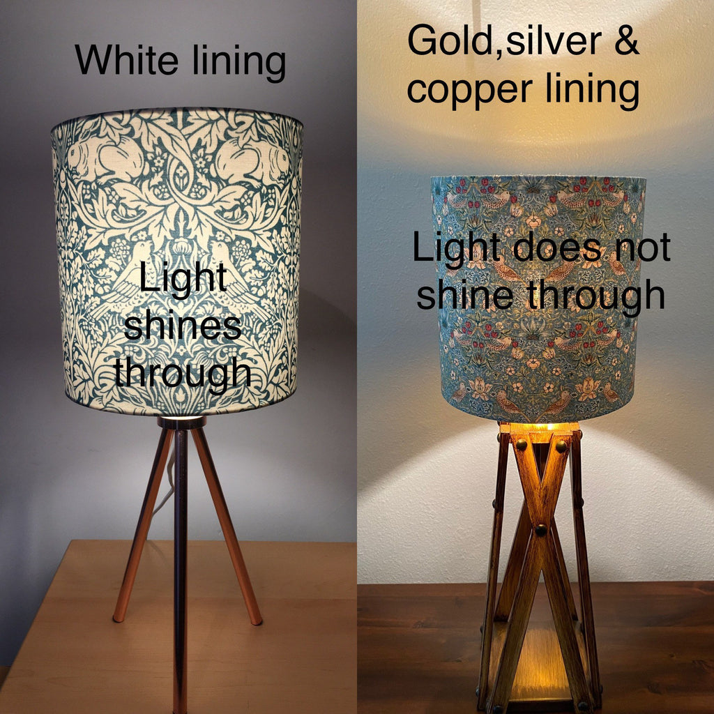 White lining on lampshade versus gold copper or silver
